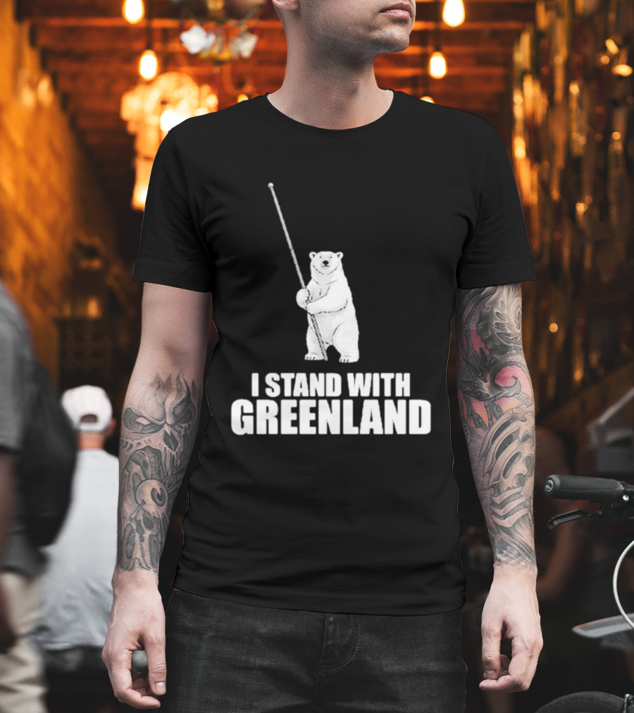 I Stand With Greenland Polar Bear Holding Staff T-Shirt