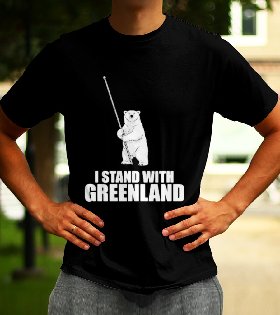 I Stand With Greenland Polar Bear Holding Staff T-Shirt