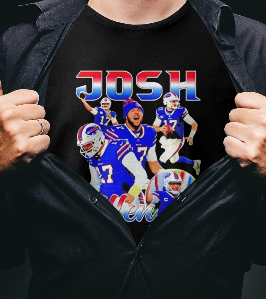 JOSH Allen Buffalo Bills Player 17 Collage 2026 T-Shirt