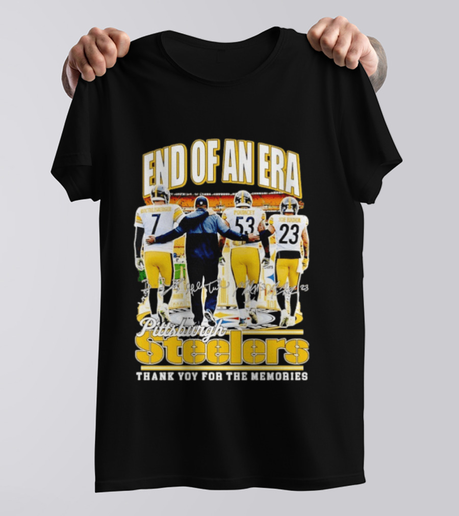Pittsburgh Steelers End Of An Era Thank You For The Memories Ben Roethlisberger Maurkice Pouncey Joe Haden T-Shirt