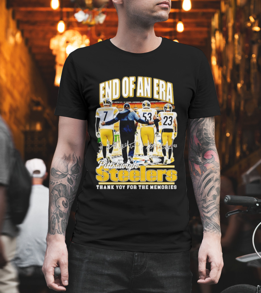 Pittsburgh Steelers End Of An Era Thank You For The Memories Ben Roethlisberger Maurkice Pouncey Joe Haden T-Shirt