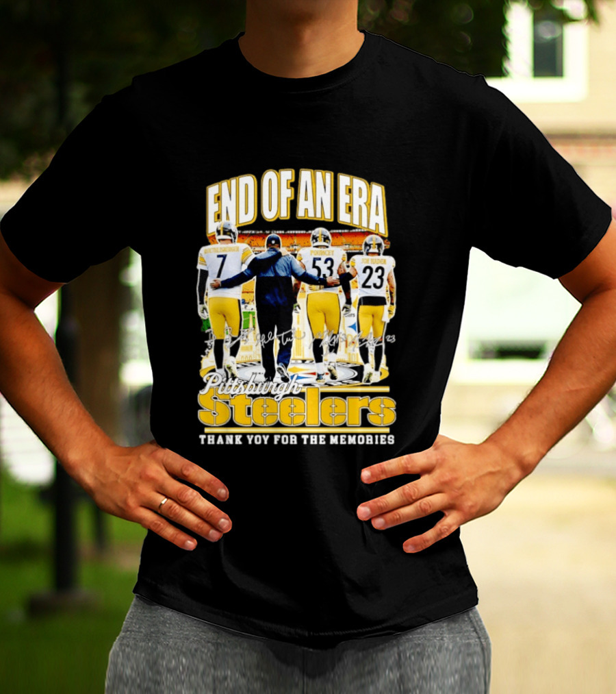 Pittsburgh Steelers End Of An Era Thank You For The Memories Ben Roethlisberger Maurkice Pouncey Joe Haden T-Shirt