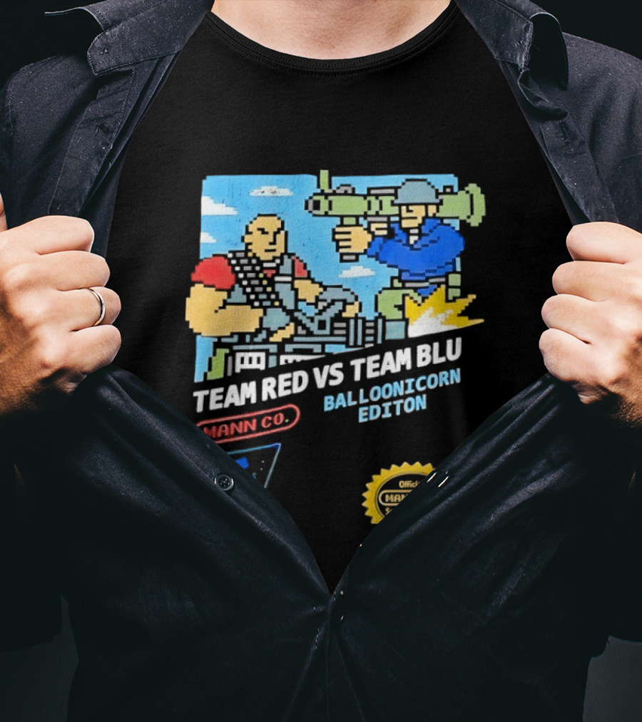 Team Red Vs Team Blu Balloonicorn Edition Mann Co. T-Shirt