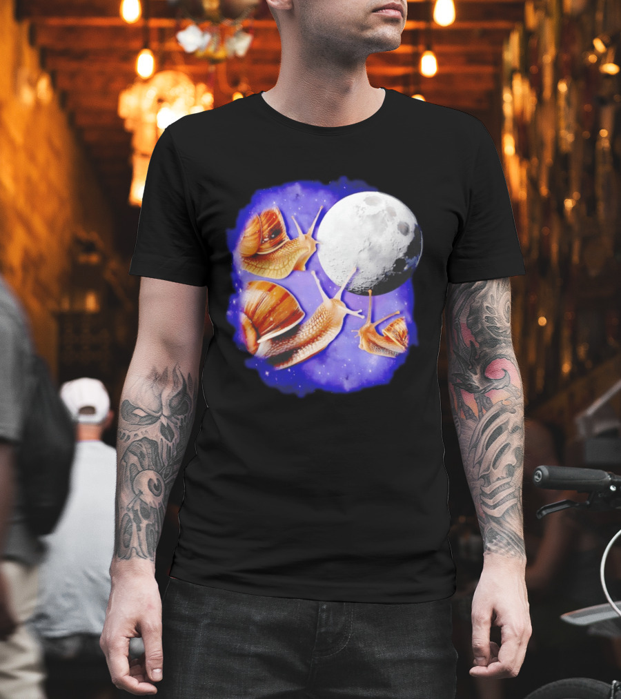 Yearning Snails Moon Cosmic Dreamscape Snail Galaxy T-Shirt