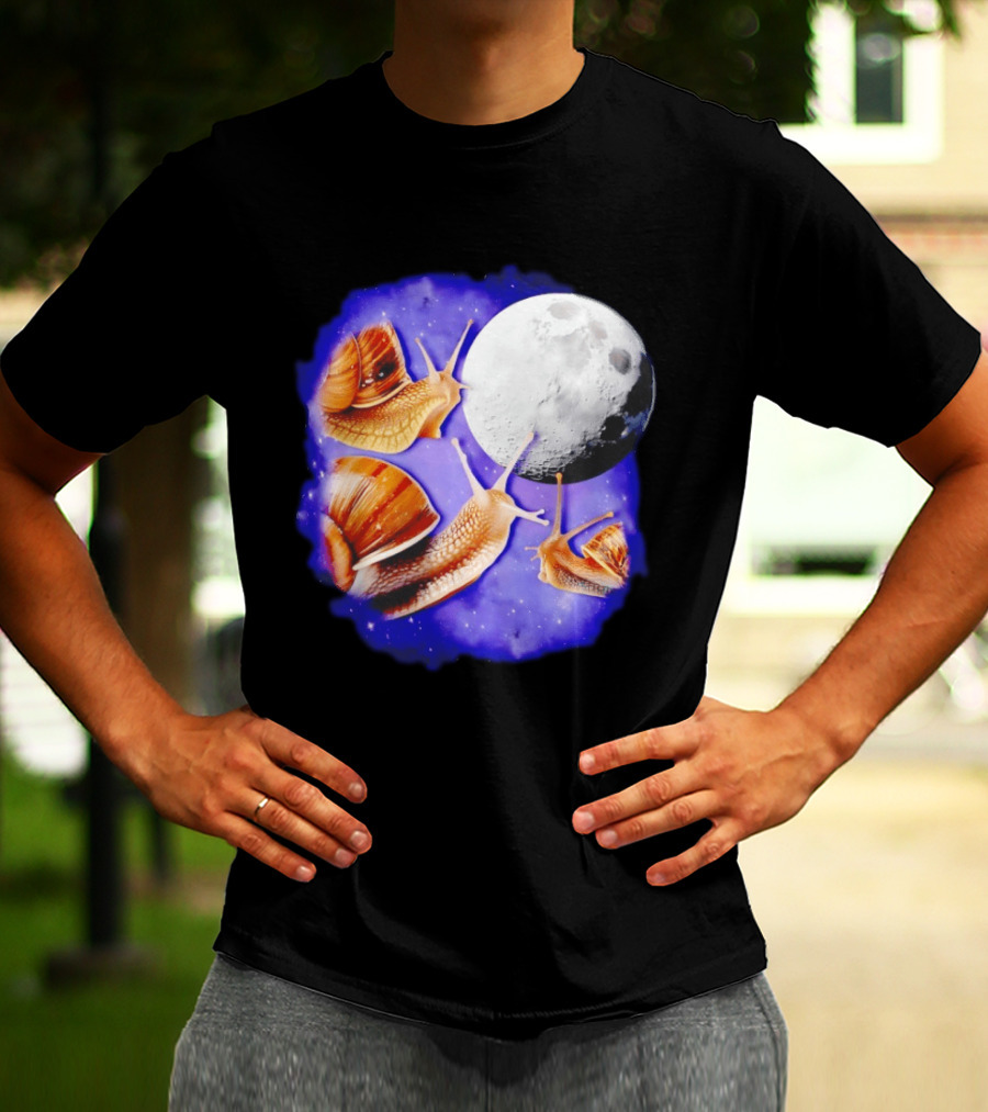 Yearning Snails Moon Cosmic Dreamscape Snail Galaxy T-Shirt