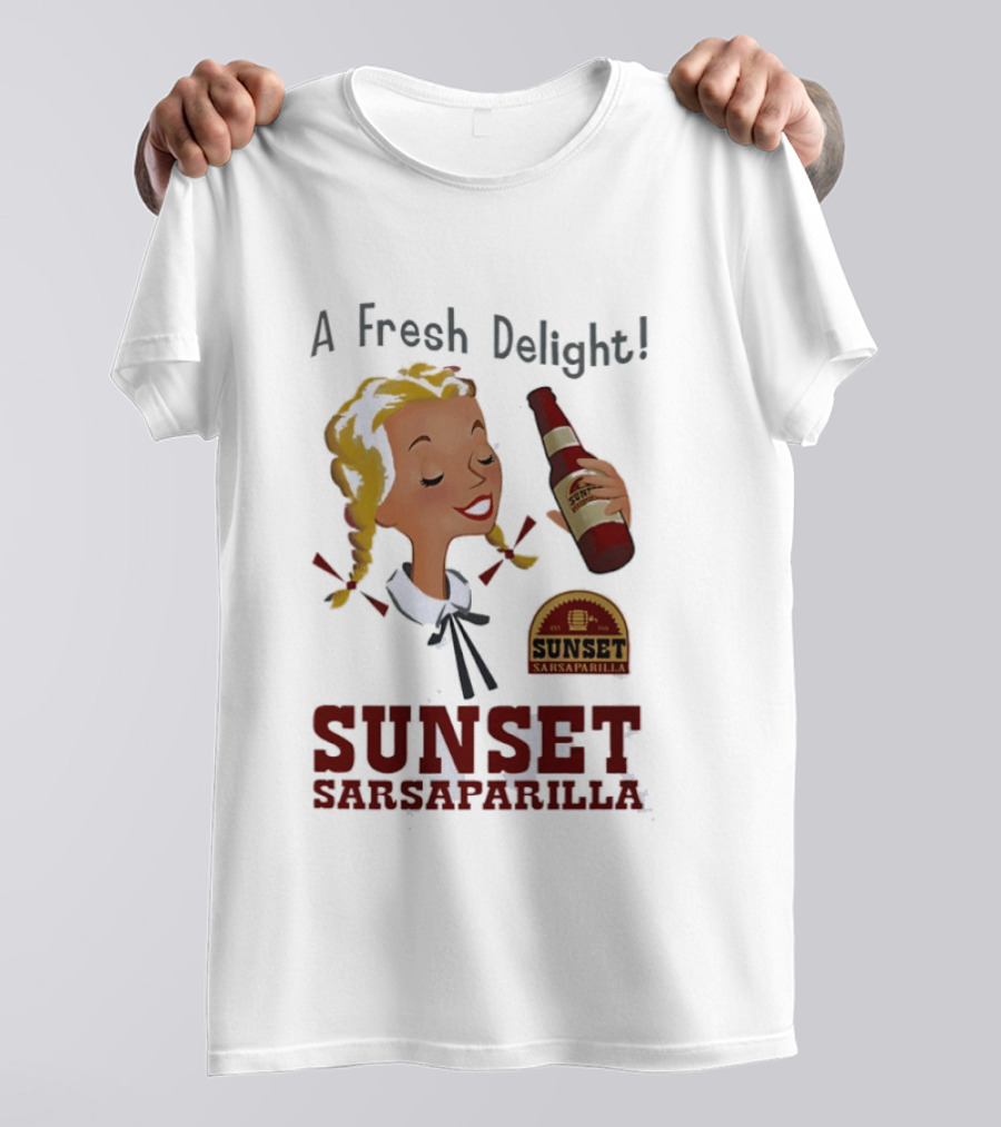 A Fresh Delight Sunset Sarsaparilla Bottle Vintage Fallout T-Shirt