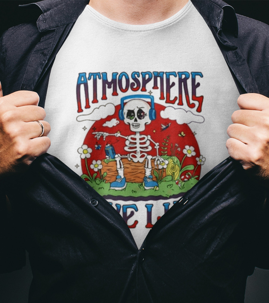 Atmosphere Love Life Skeleton Headphones Nature Scene T-Shirt