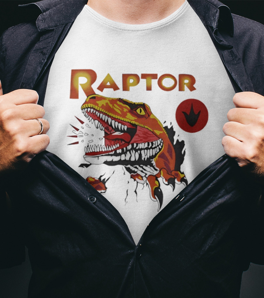 Raptor Ghost World Dinosaur Art Claw Print T-Shirt