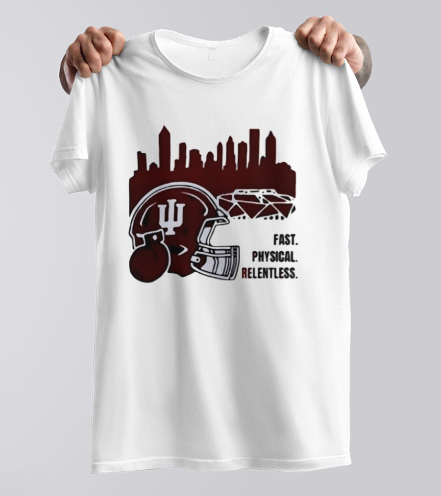 Indiana Hoosiers Helmet City Skyline Fast Physical Relentless T-Shirt