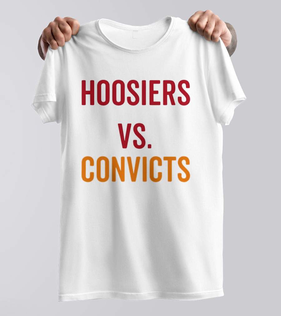 Indiana Hoosiers Vs Miami Hurricanes Hoosiers Vs Convicts Football 2026 T-Shirt