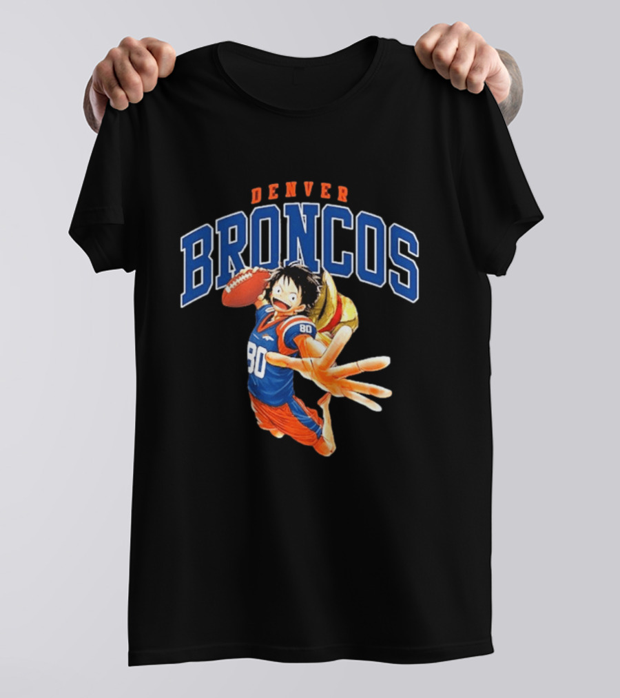 Denver Broncos One Piece Crossover Luffy Football Fan Gear T-Shirt