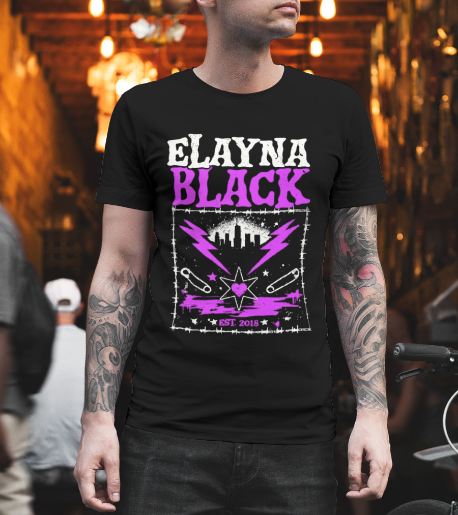 Elayna Black Heart Star Lightning Est 2018 T-Shirt