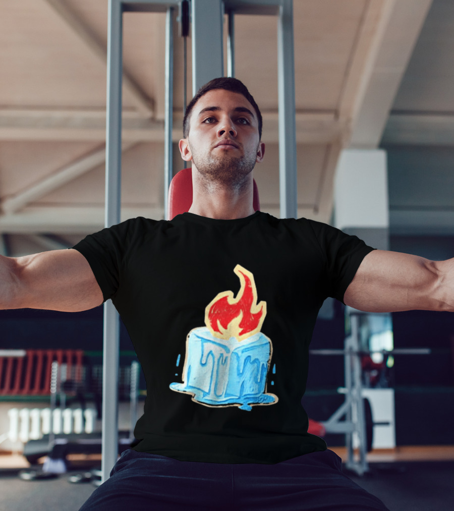Melting Ice Cube Red Flame Emblem: Subtle Anti ICE Concept T-Shirt