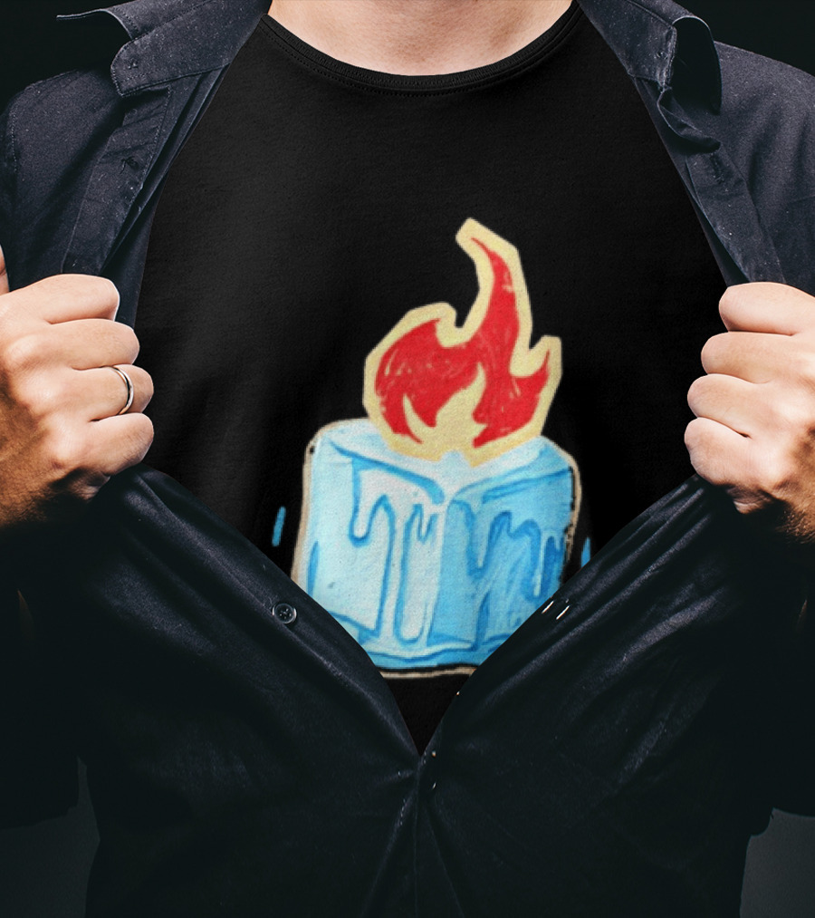 Melting Ice Cube Red Flame Emblem: Subtle Anti ICE Concept T-Shirt