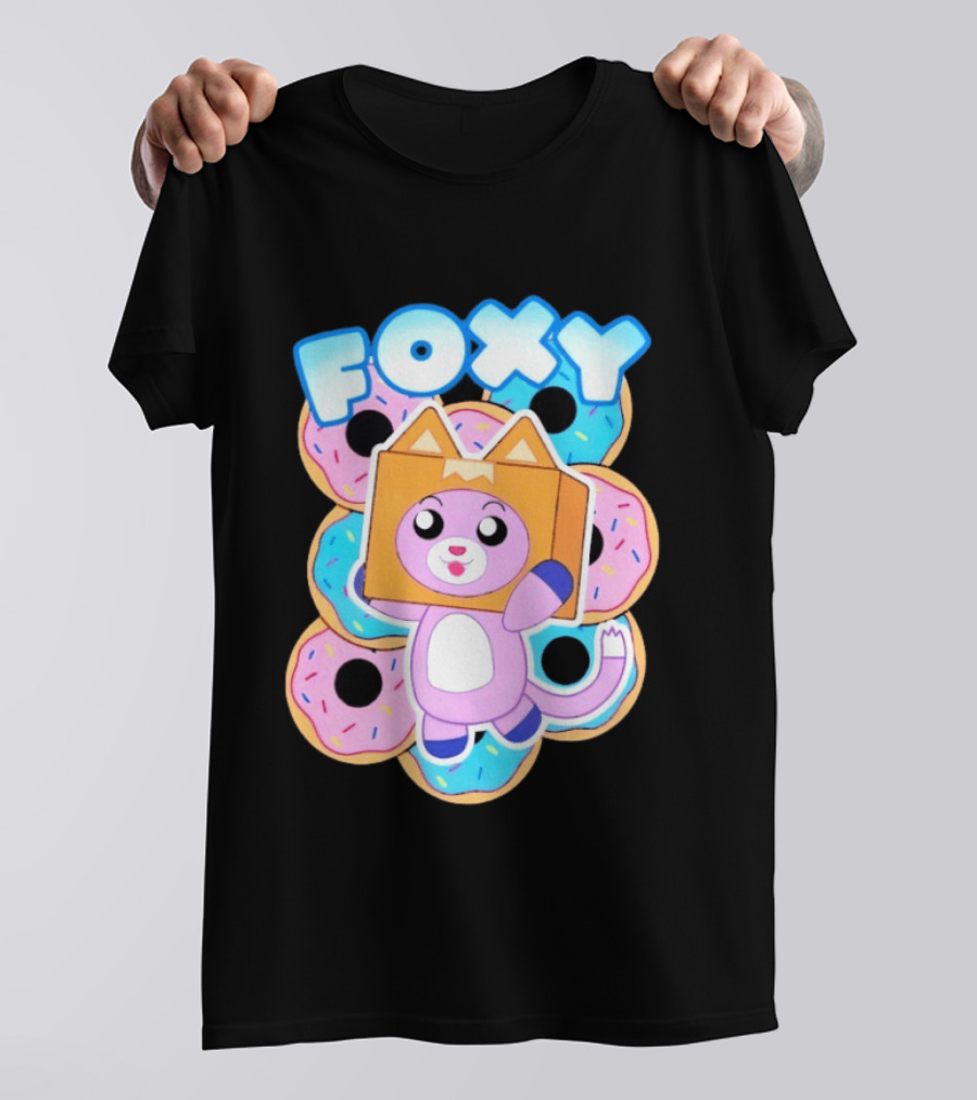 LankyBox Foxy Pink Donuts Fun Cartoon T-Shirt