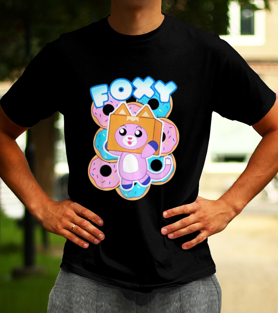 LankyBox Foxy Pink Donuts Fun Cartoon T-Shirt