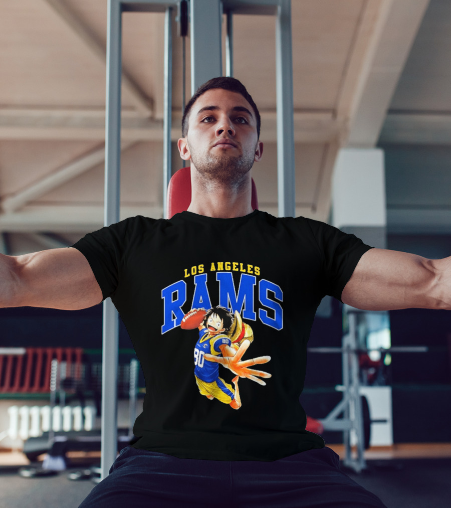 Los Angeles Rams One Piece Crossover Luffy NFL Collaboration T-Shirt