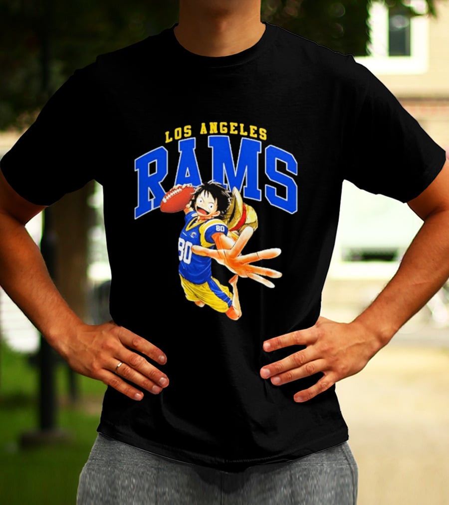 Los Angeles Rams One Piece Crossover Luffy NFL Collaboration T-Shirt