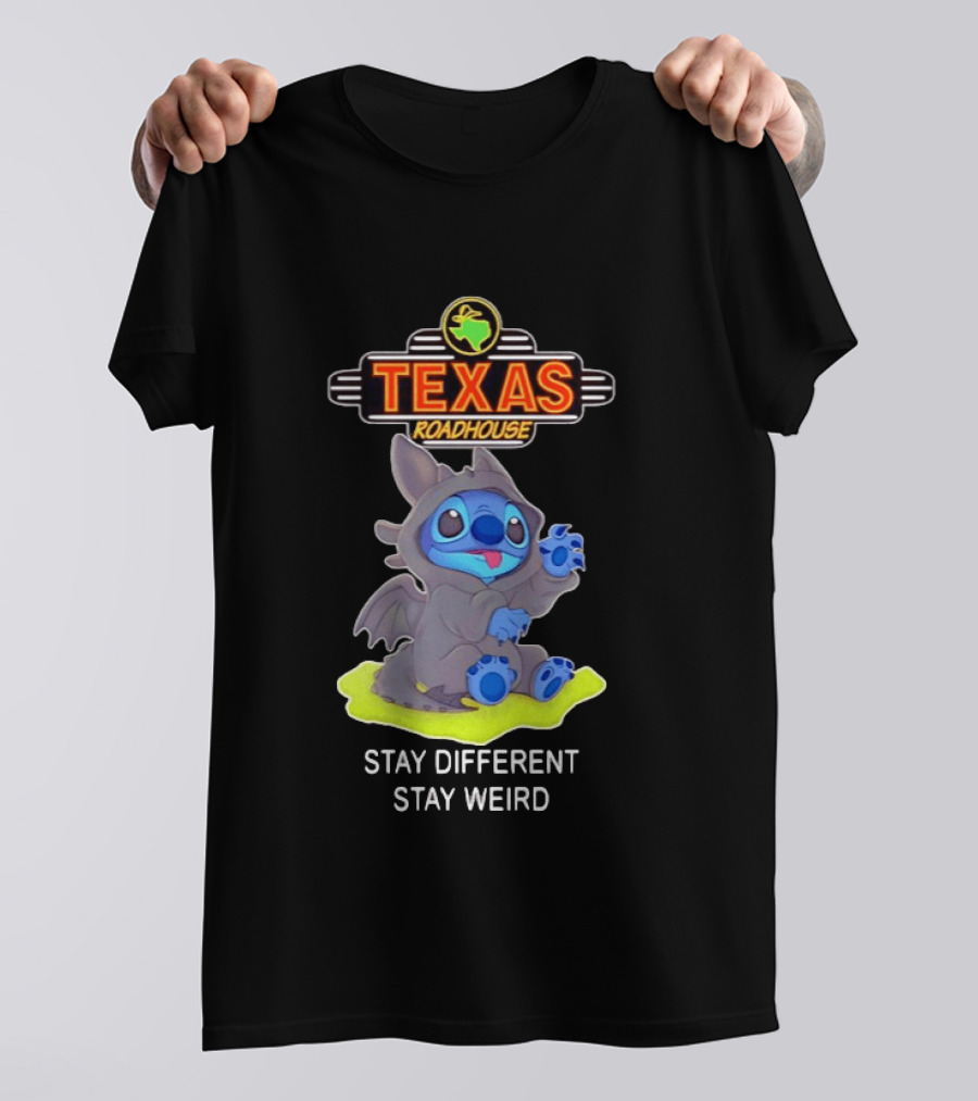 Texas Roadhouse Stitch Toothless Stay Different Stay Weird T-Shirt