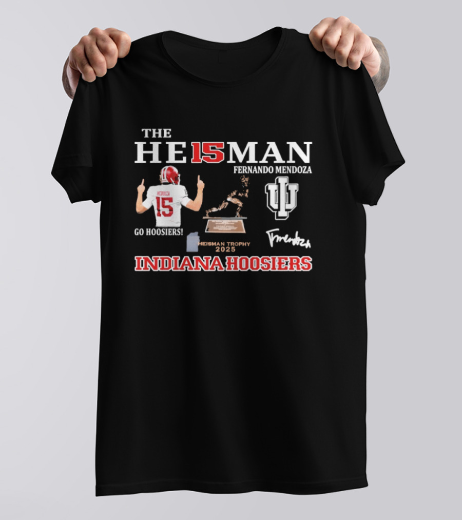 Fernando Mendoza 15 Indiana Hoosiers Heisman Trophy Indiana University Football T-Shirt