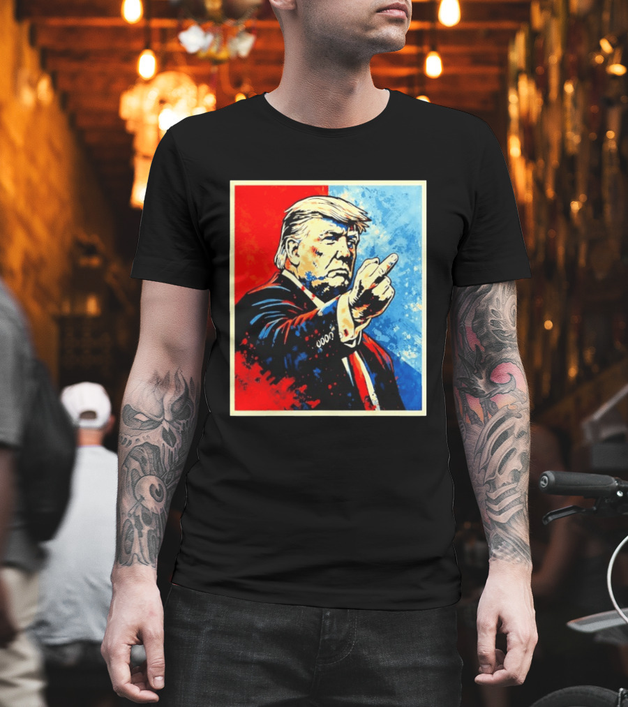 Trump 2026 Meme Middle Finger Red Blue Pop T-Shirt