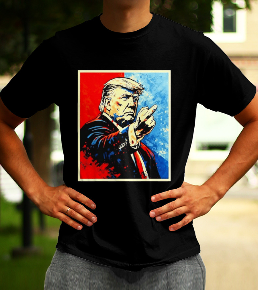 Trump 2026 Meme Middle Finger Red Blue Pop T-Shirt