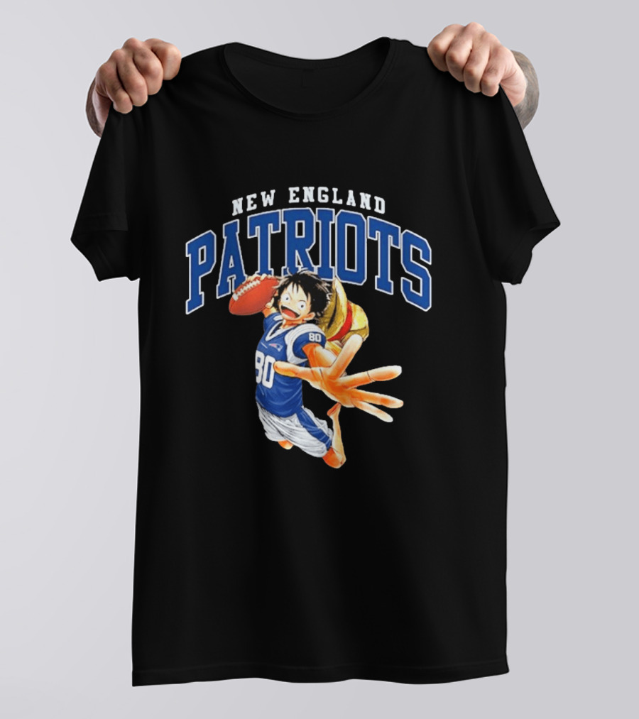 New England Patriots One Piece Luffy Collaboration Football 80 Jersey T-Shirt