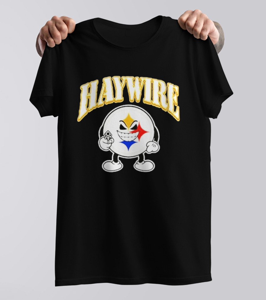 Pittsburgh Steelers Haywire Fun Character With Gun And Grin T-Shirt