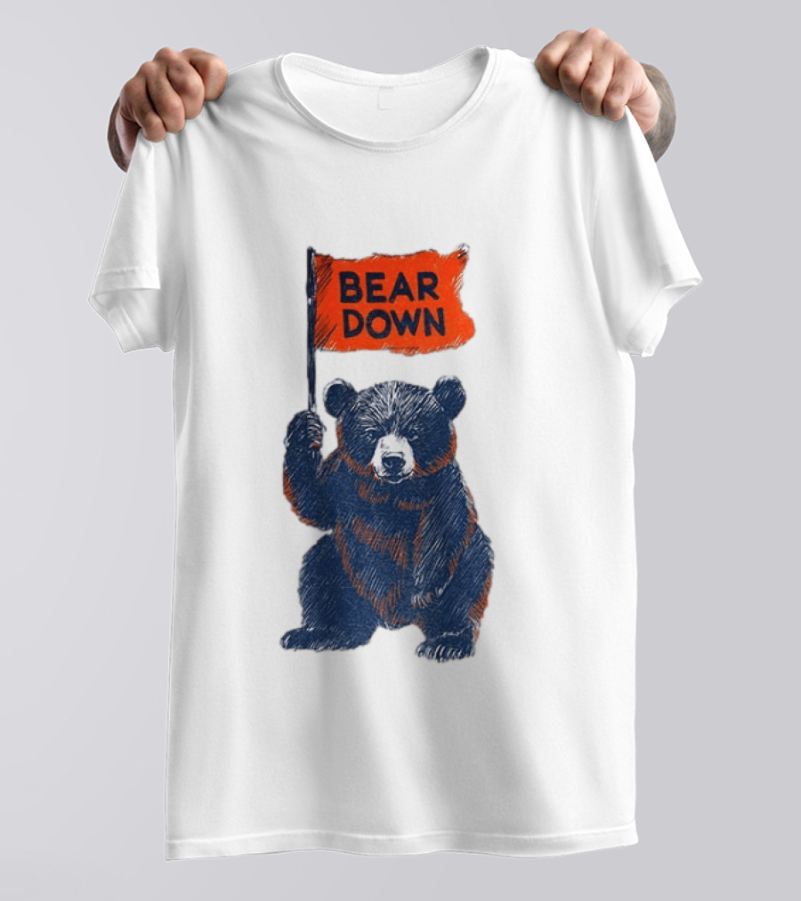 Bear Holding Bear Down Flag Chicago Bears Football 2026 T-Shirt