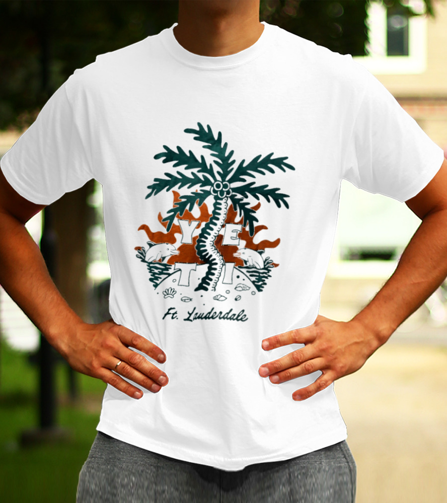 Ft Lauderdale Yeti Palm Tree Tropical Scene T-Shirt