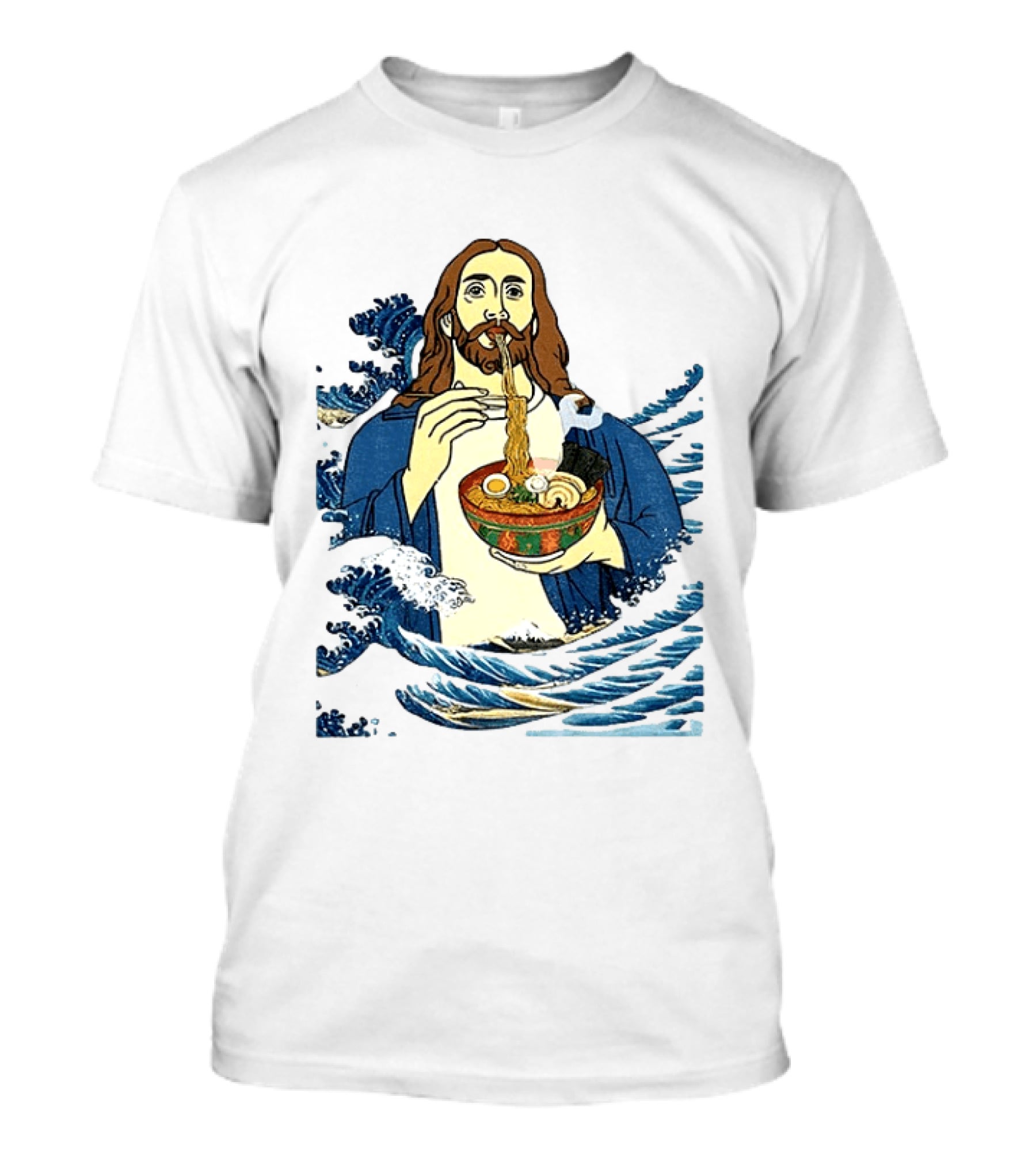 God Eats Ramen Jesus Wave Meme With Bowl Of Noodles T-Shirt