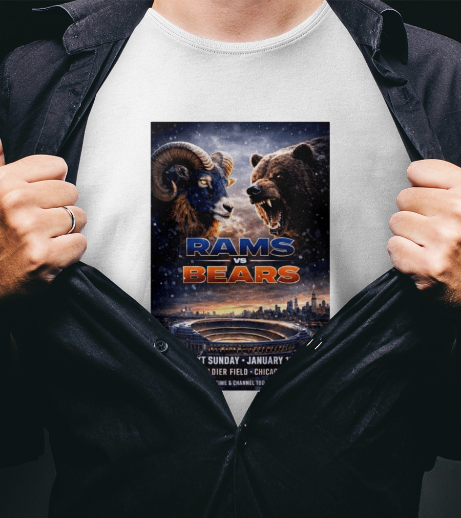 Rams Vs Bears Soldier Field Chicago January 18 2026 T-Shirt