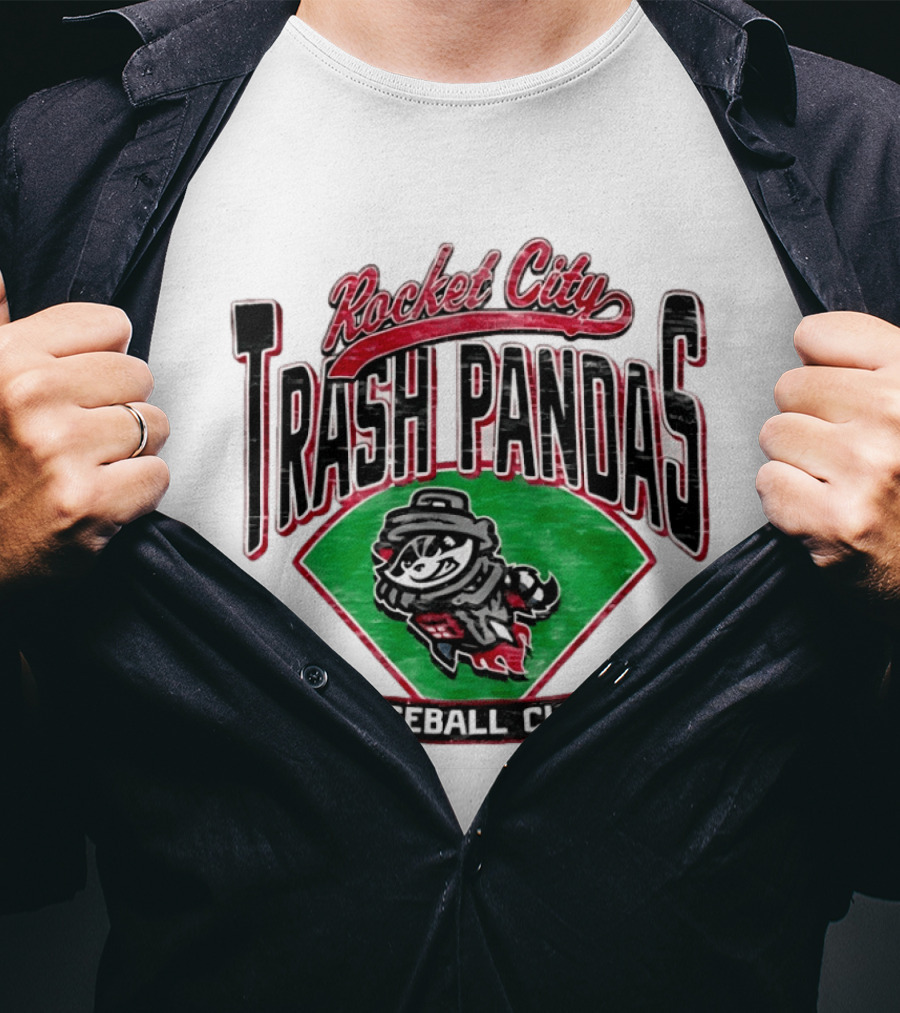 Rocket City Trash Pandas Baseball Club Team Logo Raccoon T-Shirt