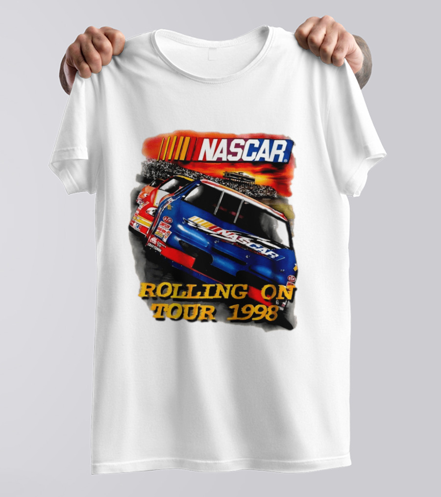NASCAR Rolling On Tour 1998 Vintage Racing Scene T-Shirt