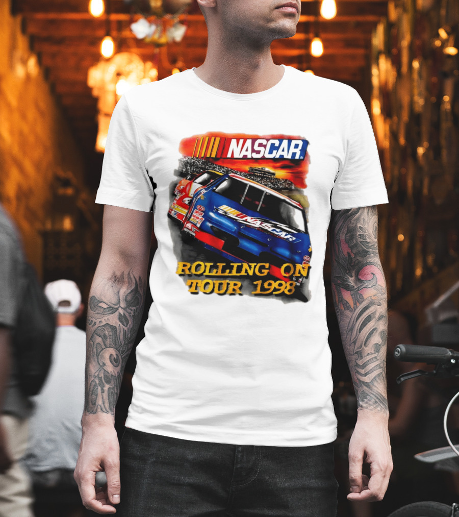 NASCAR Rolling On Tour 1998 Vintage Racing Scene T-Shirt