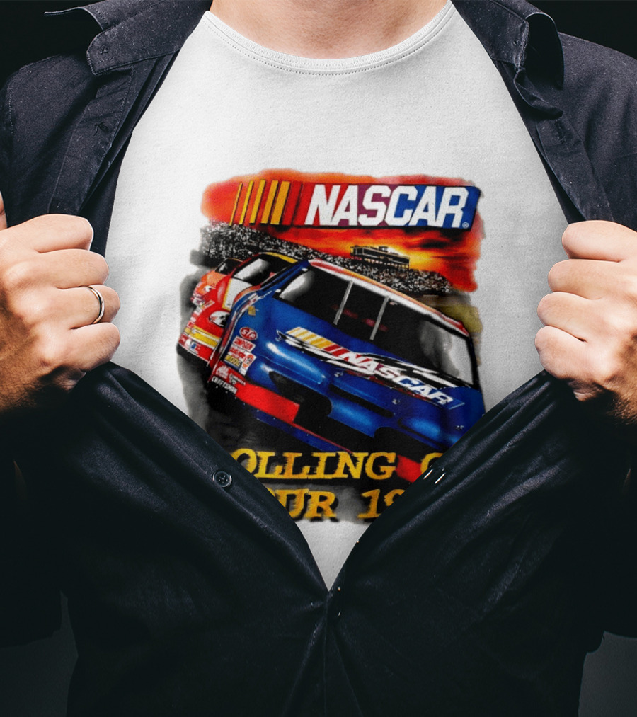 NASCAR Rolling On Tour 1998 Vintage Racing Scene T-Shirt