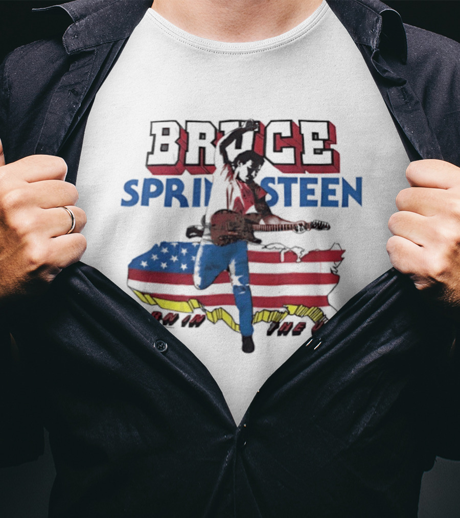 Bruce Springsteen Born In The USA 85 Map Guitar T-Shirt