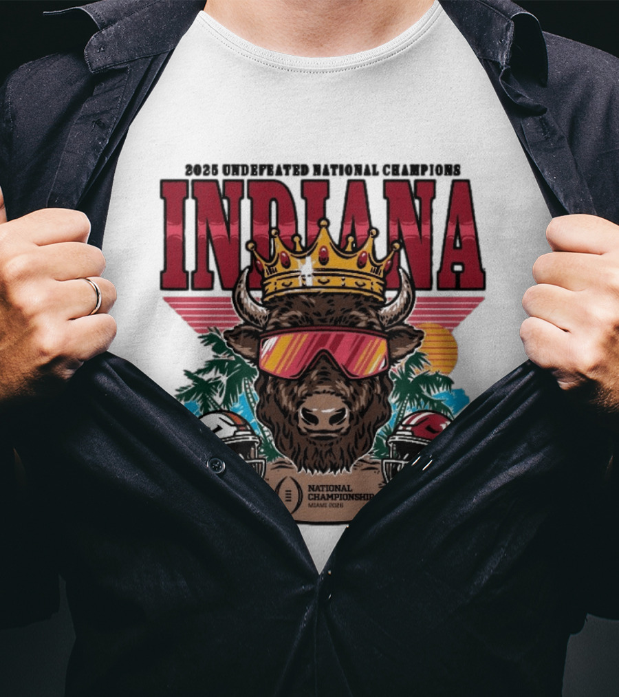 Indiana Hoosiers 2025 Undefeated National Champions Bison Crown National Championship Miami 2025 T-Shirt