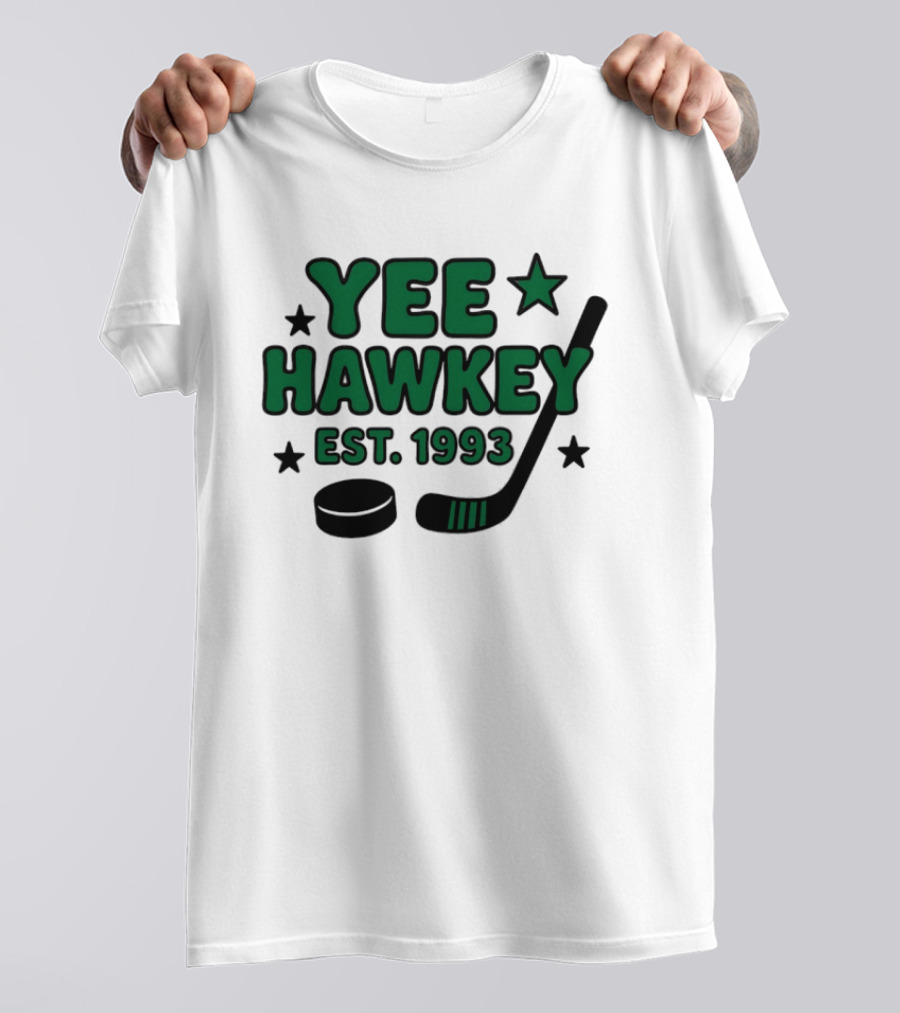Yee Hawkey Hockey Stick Puck Stars Est 1993 T-Shirt