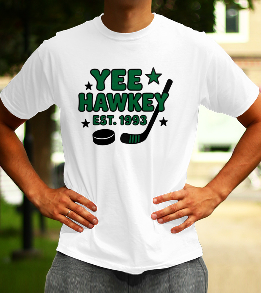 Yee Hawkey Hockey Stick Puck Stars Est 1993 T-Shirt