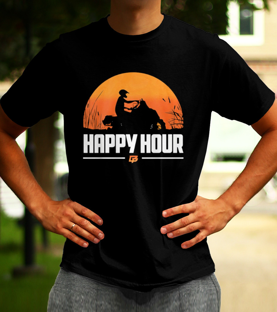 Happy Hour Motorcycle Sunset Silhouette Adventure T-Shirt