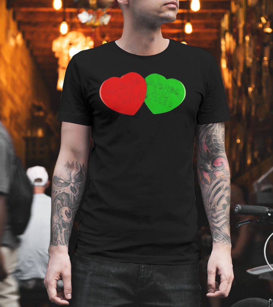 Hughes And Kisses Red Green Heart T-Shirt