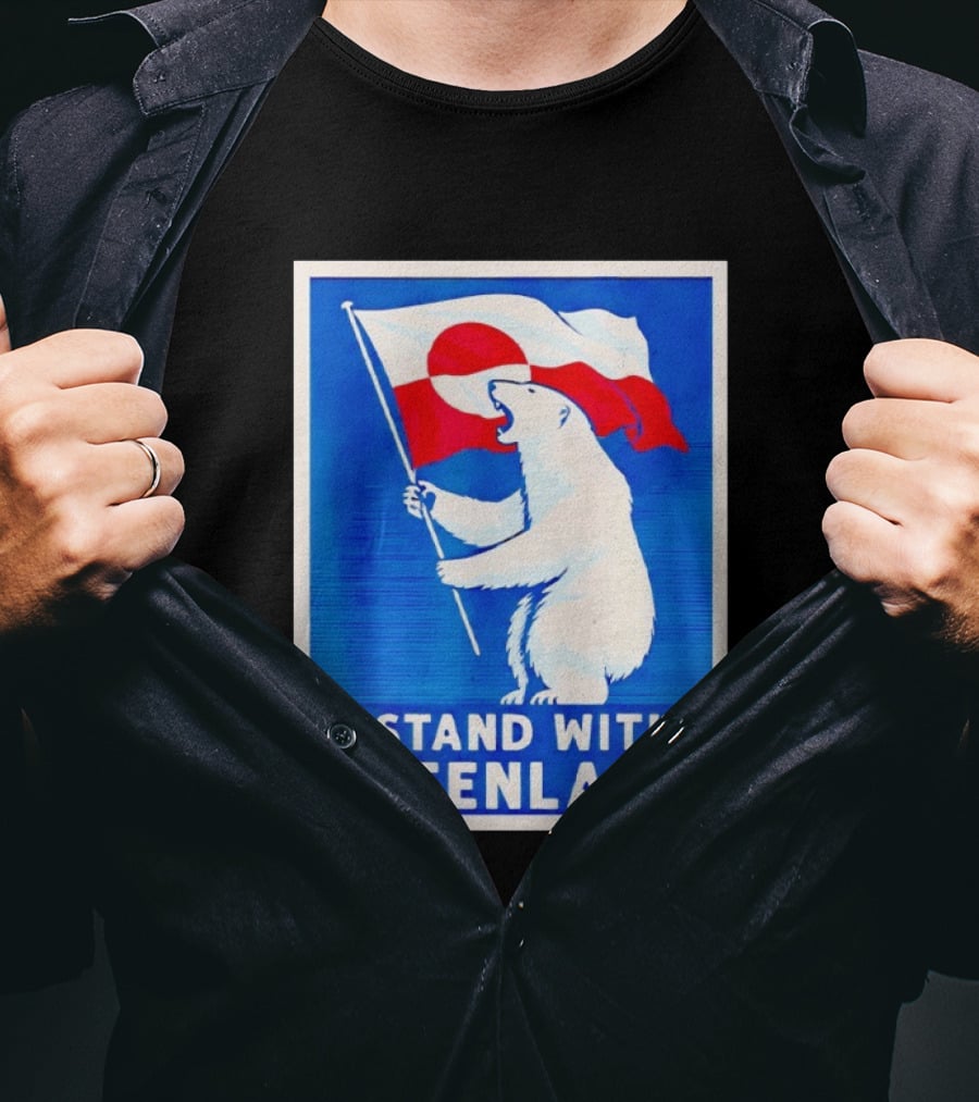I Stand With Greenland Polar Bear Flag White Bear T-Shirt