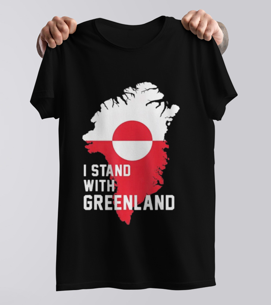 I Stand With Greenland Greenlanders Support Flag Map T-Shirt