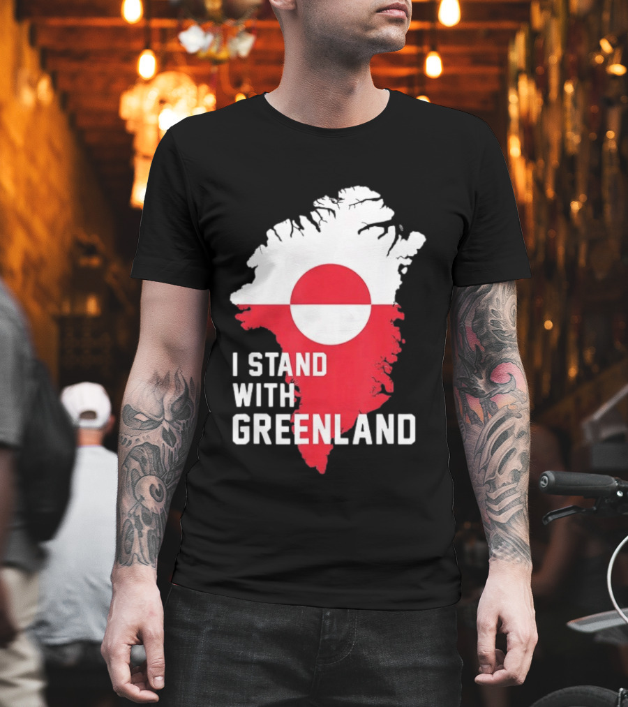I Stand With Greenland Greenlanders Support Flag Map T-Shirt