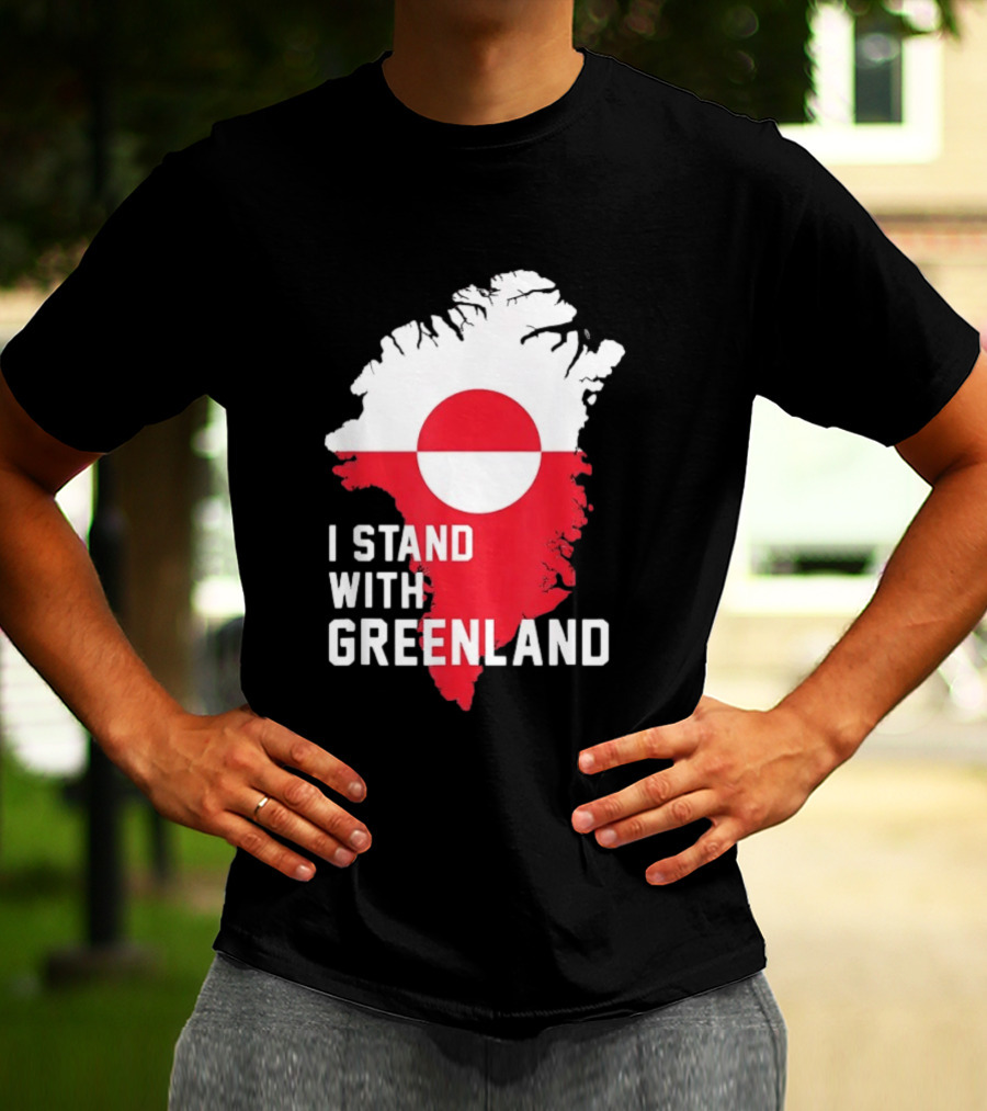 I Stand With Greenland Greenlanders Support Flag Map T-Shirt