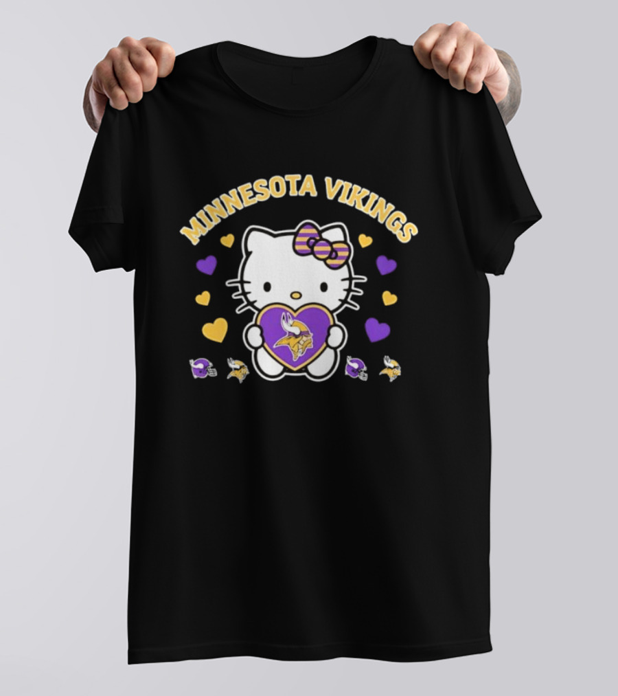 Minnesota Vikings Hello Kitty Valentine Hearts 2026 T-Shirt