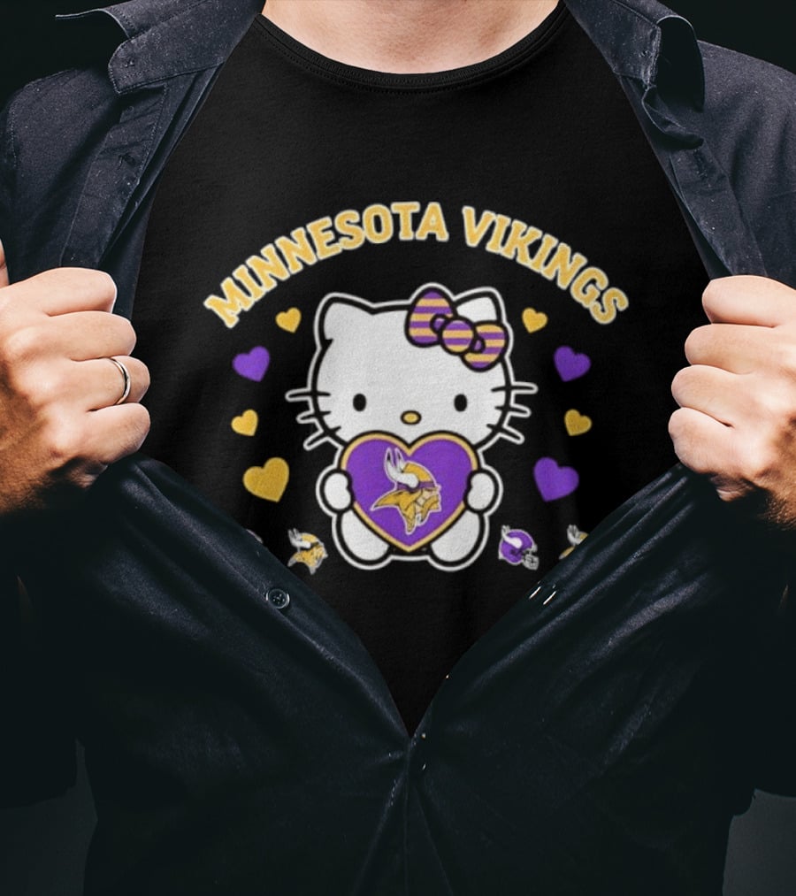 Minnesota Vikings Hello Kitty Valentine Hearts 2026 T-Shirt