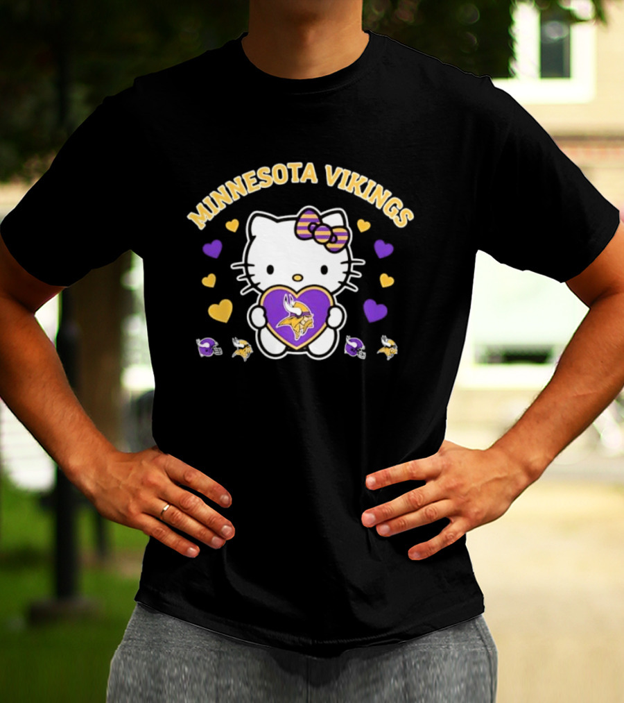 Minnesota Vikings Hello Kitty Valentine Hearts 2026 T-Shirt
