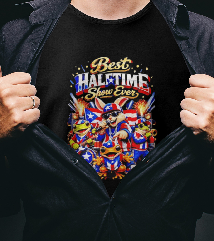 Best Halftime Show Ever Puerto Rico Frog Musicians Extravaganza T-Shirt